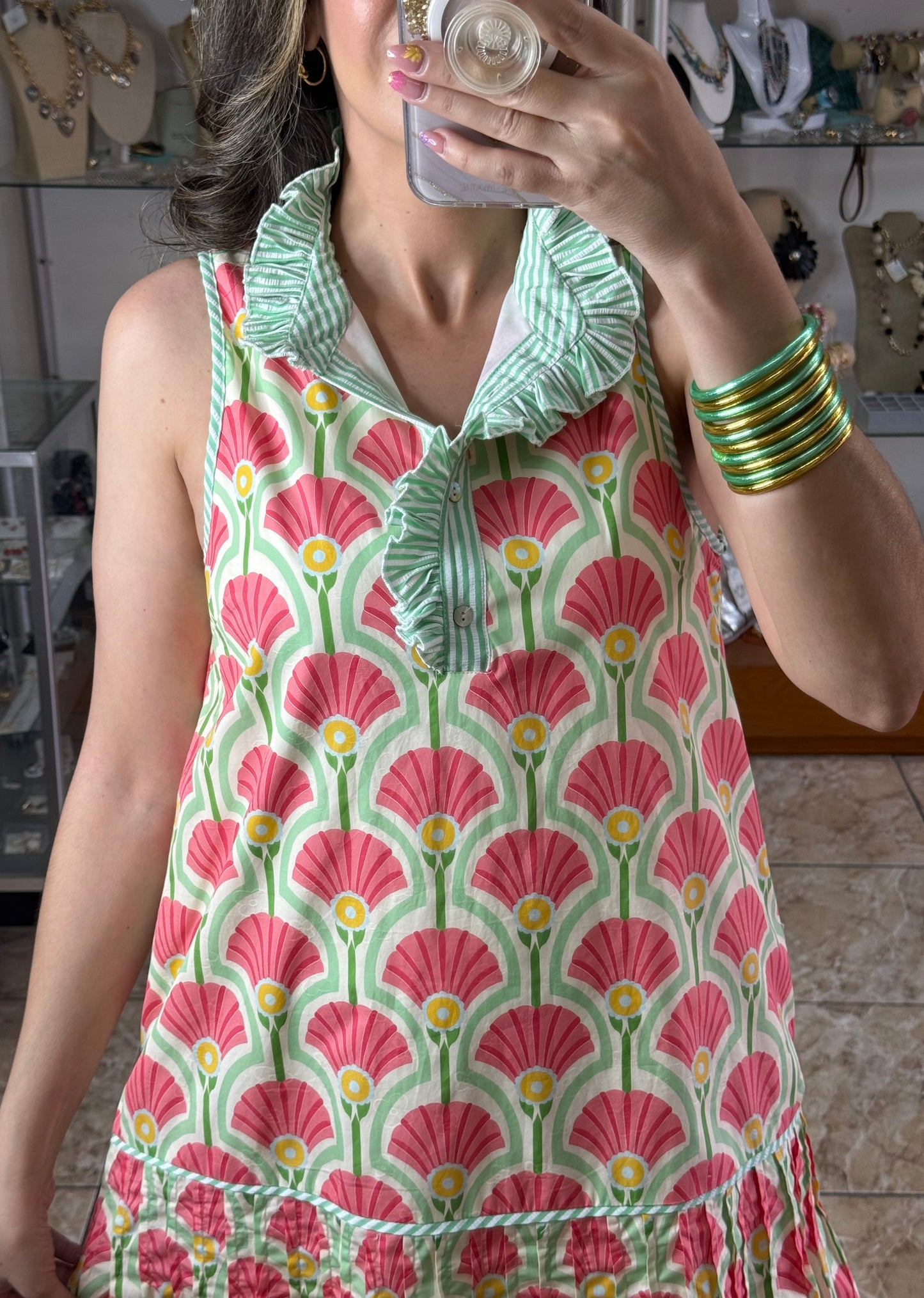 Coral Mix Fan Dress