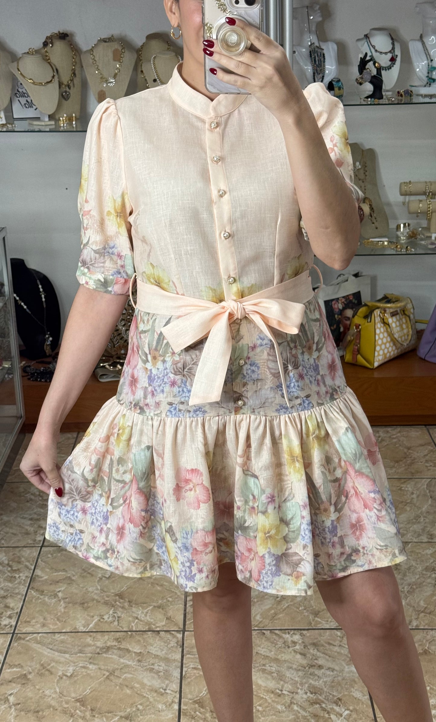 Soft Pink Floral Mini Dress