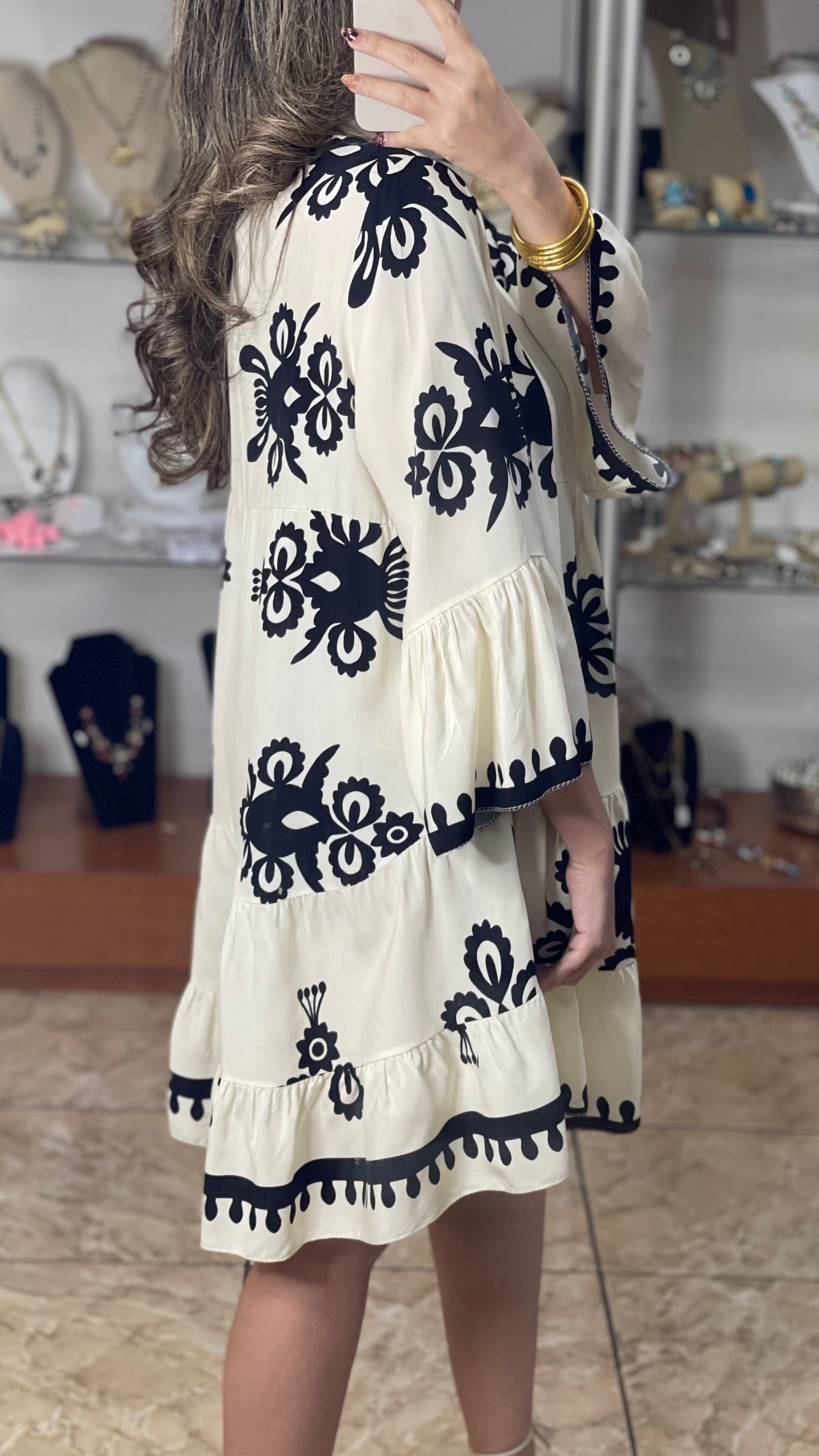 Cream and Black OS Dress