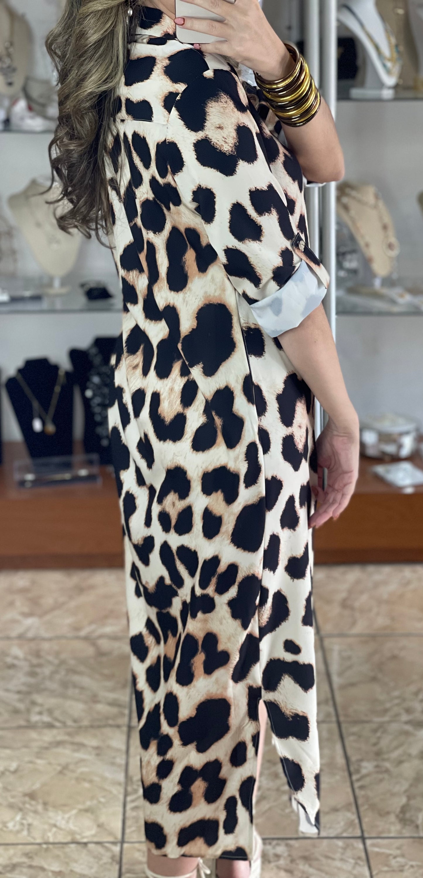 Button Down Leopard Maxi Dress