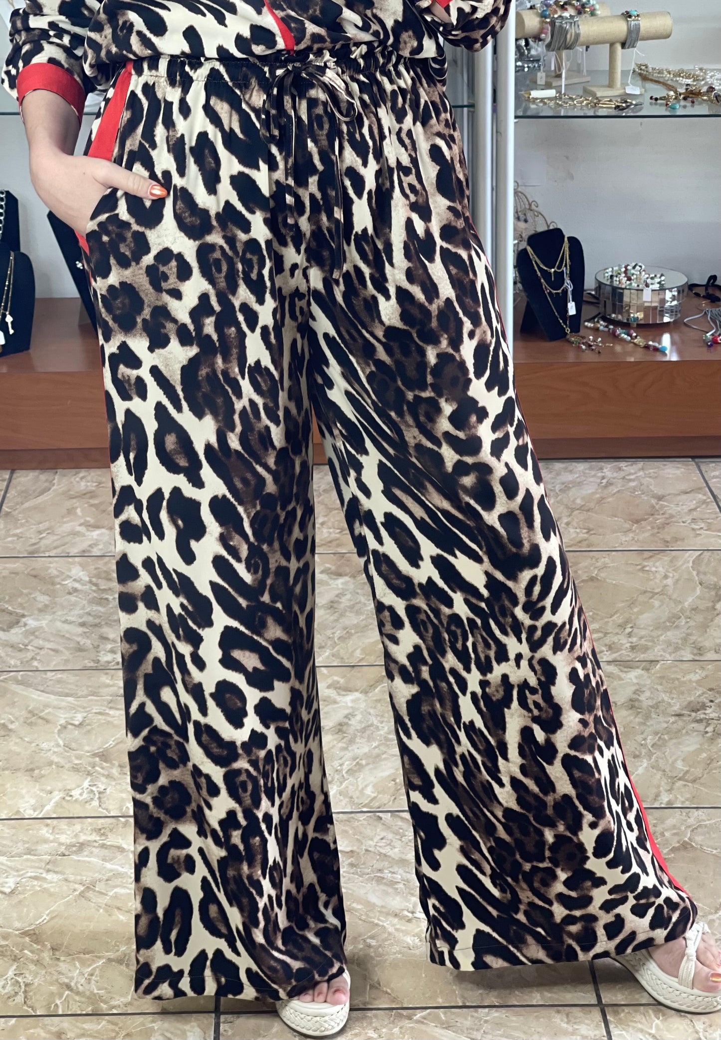 Leopard Red Line Pant