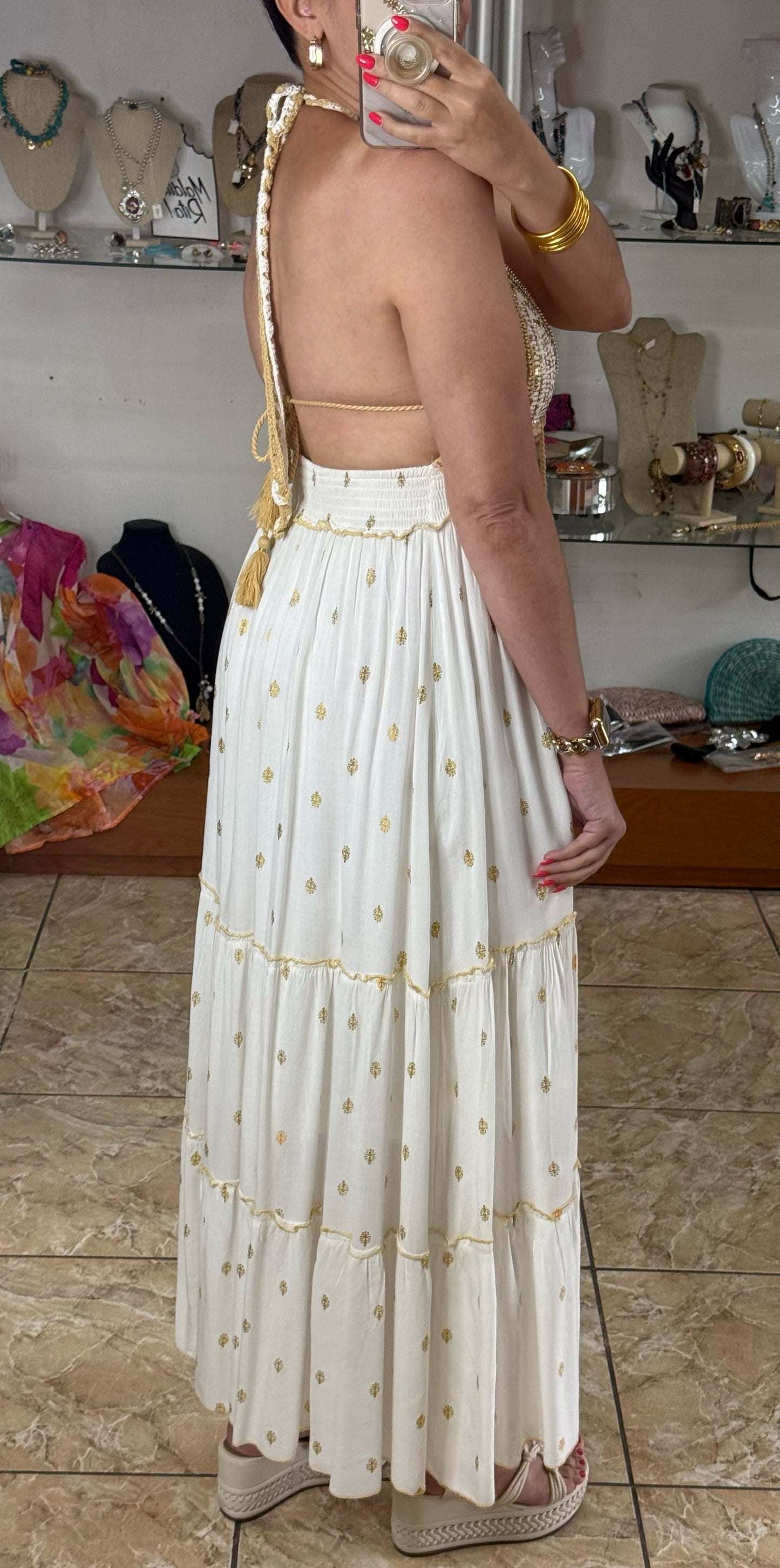 Open Back Boho OS Maxi Dress (NO RETURNS OR EXCHANGE)