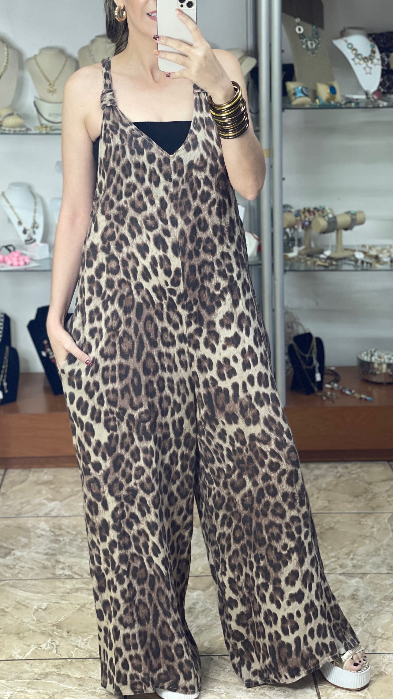 Leopard OS Linen Jumpsuit