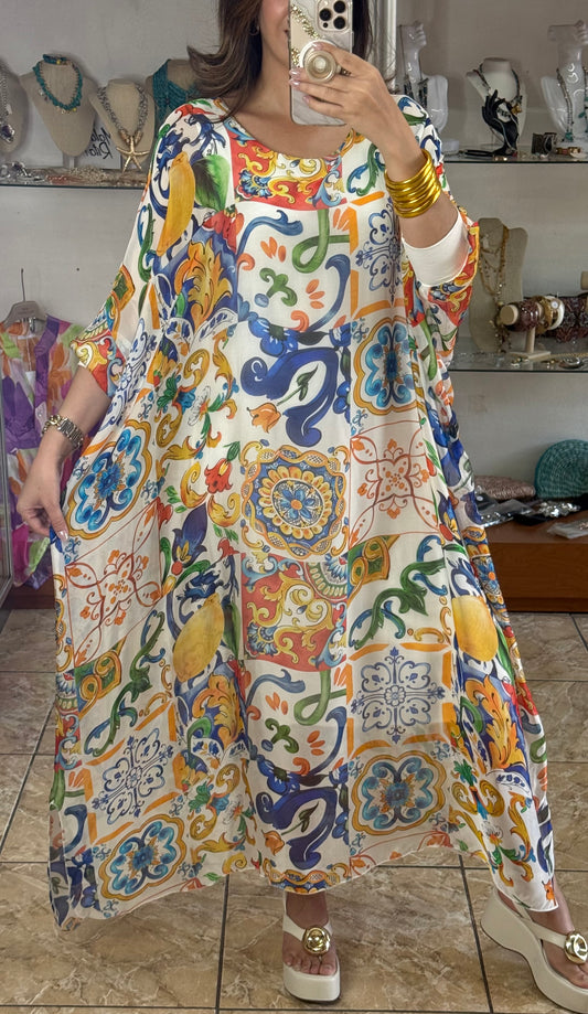 Silk OS Kaftan Maxi Dress (NO RETURNS OR EXCHANGE)
