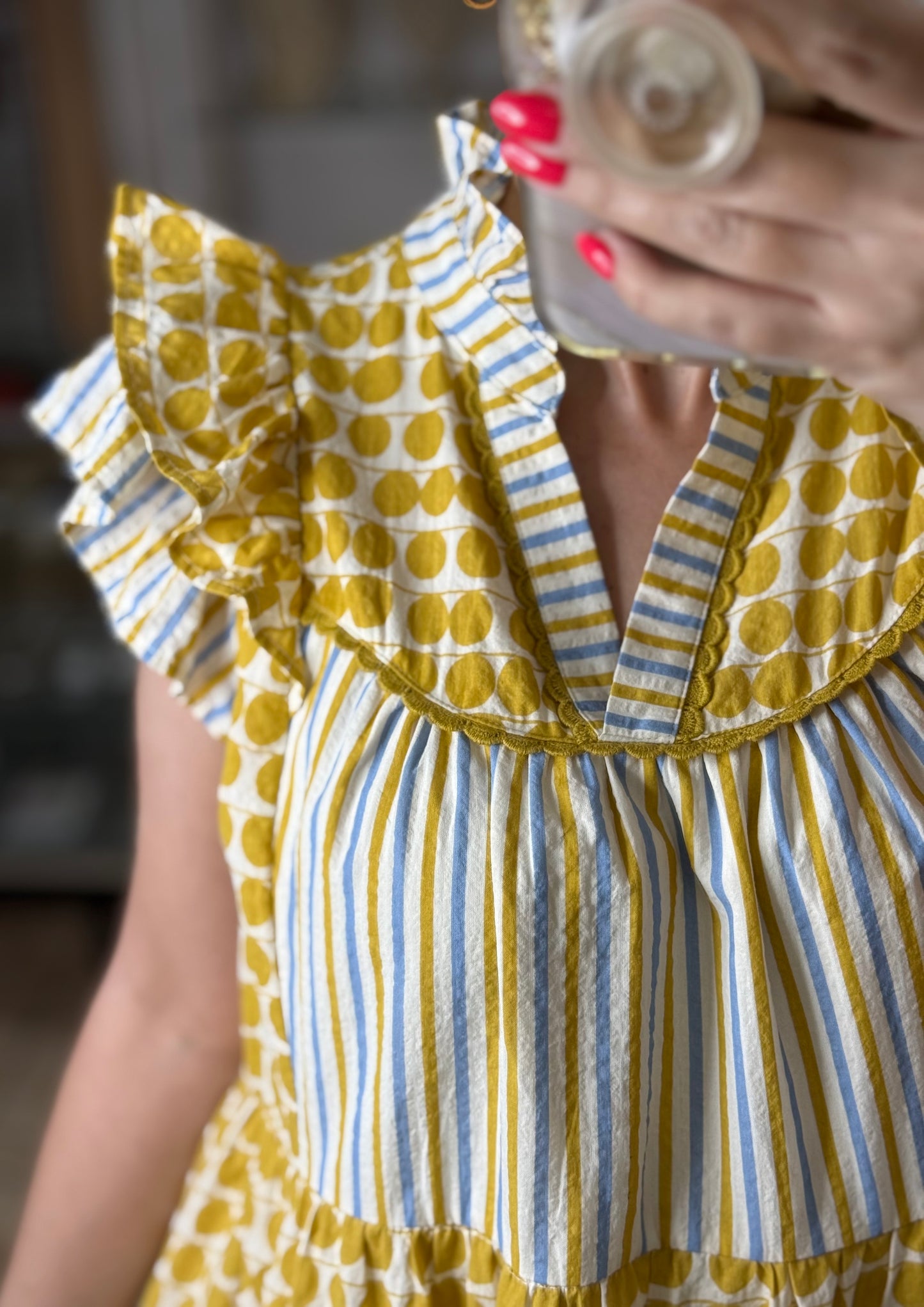 Merigold Mix Flutter Sleeves Dress