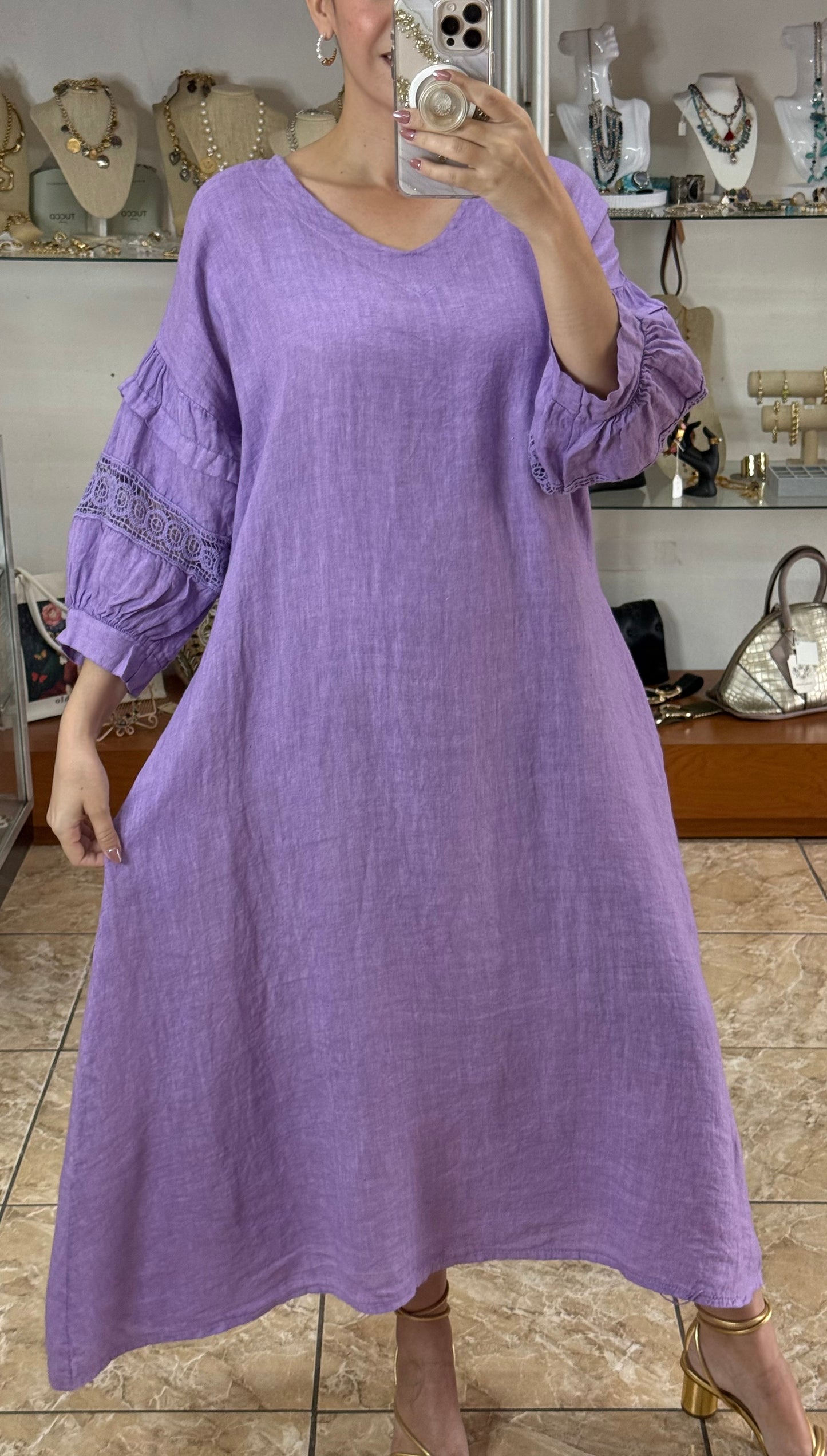 Back Detail OS Linen Maxi Dress (FINAL SALE)