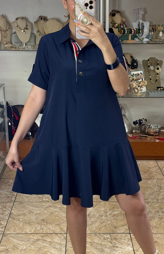 Navy Blue/Red Details Dress