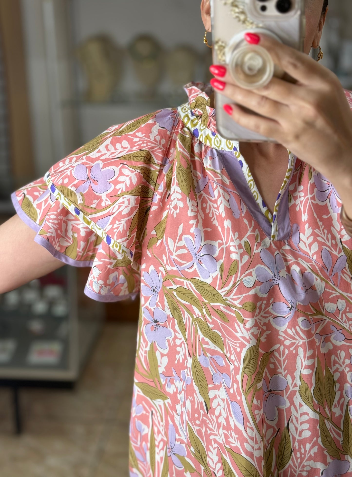 Coral Mix Floral Mini Dress