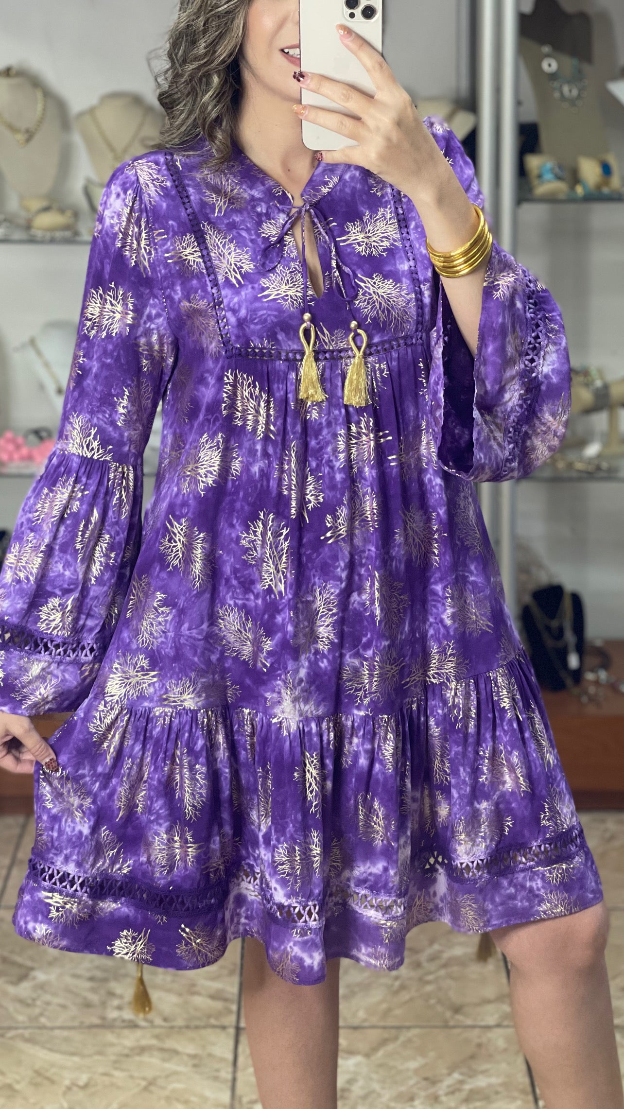 Purple and Gold Boho Dress