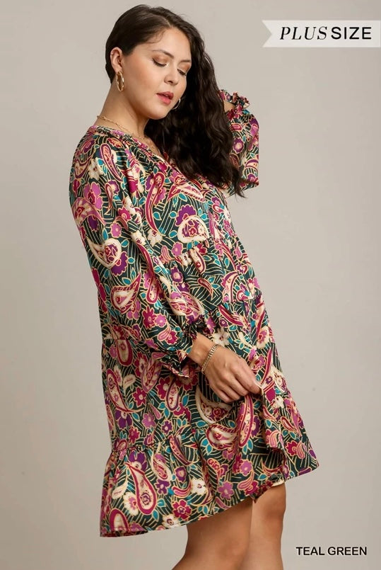 Satin Paisley Dress