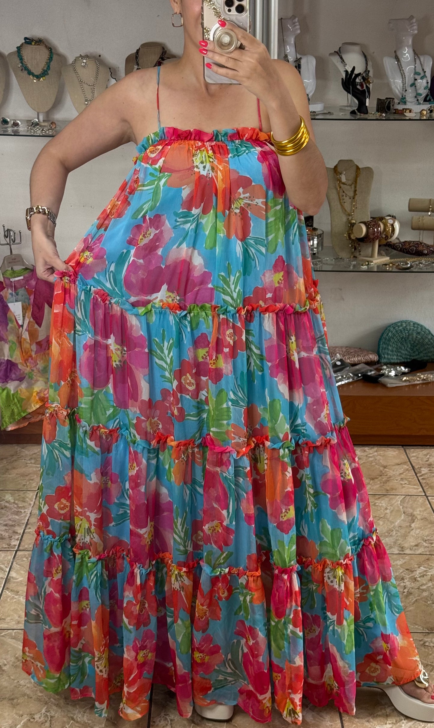 Blue Floral Maxi Dress