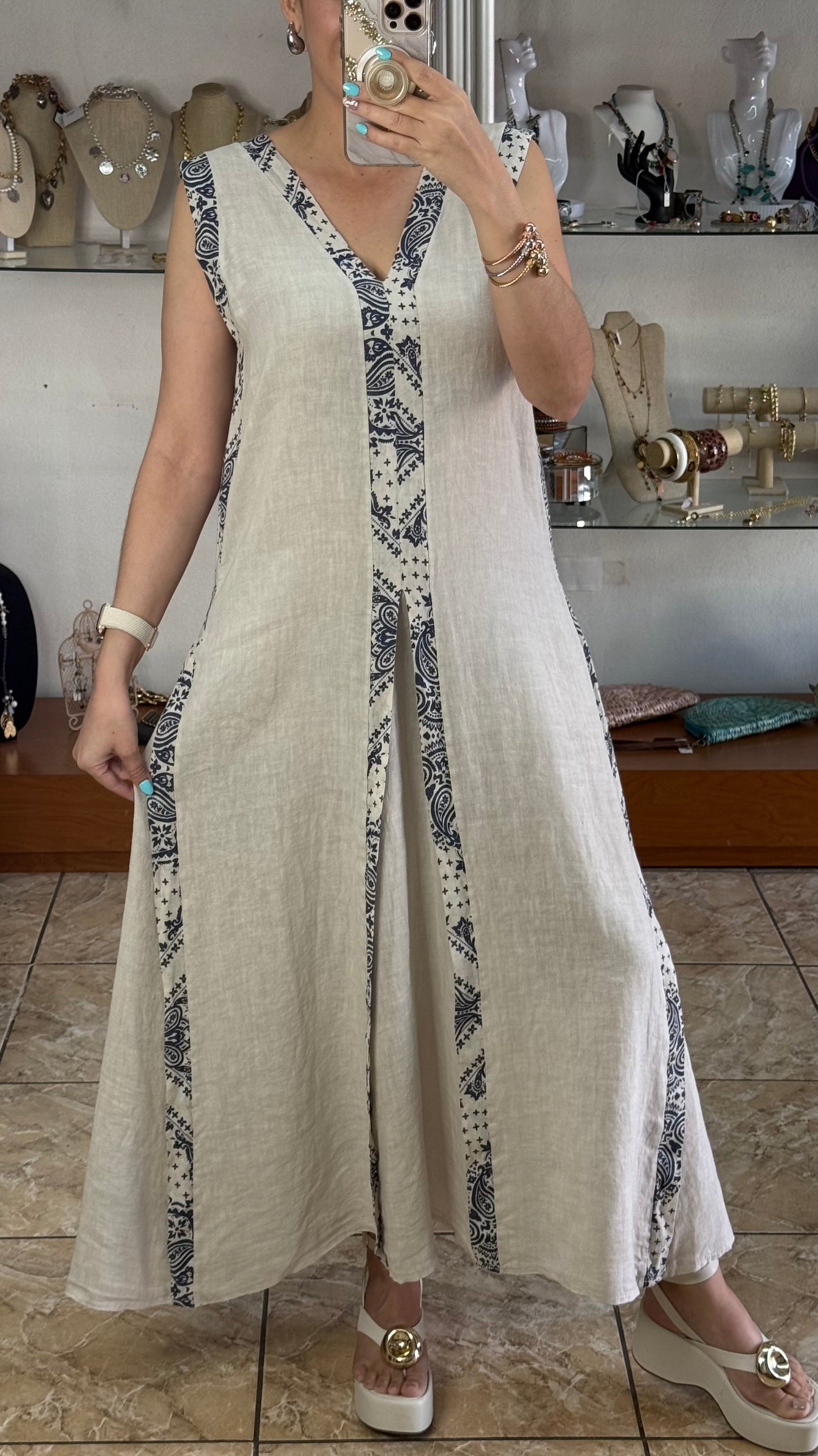Sleeveless OS Maxi Linen Dress (FINAL SALE)
