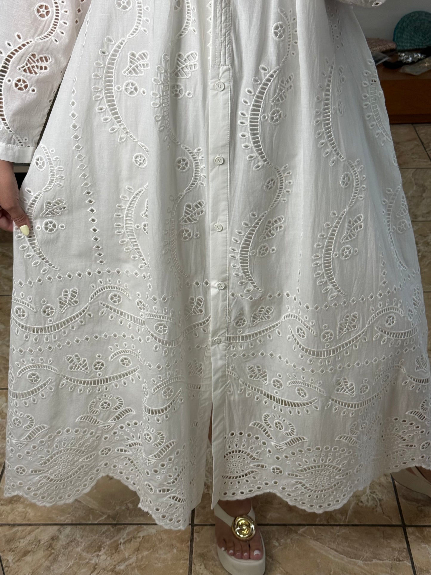 Long Sleeves Embroidered OS Maxi Dress (NO RETURNS OR EXCHANGE)