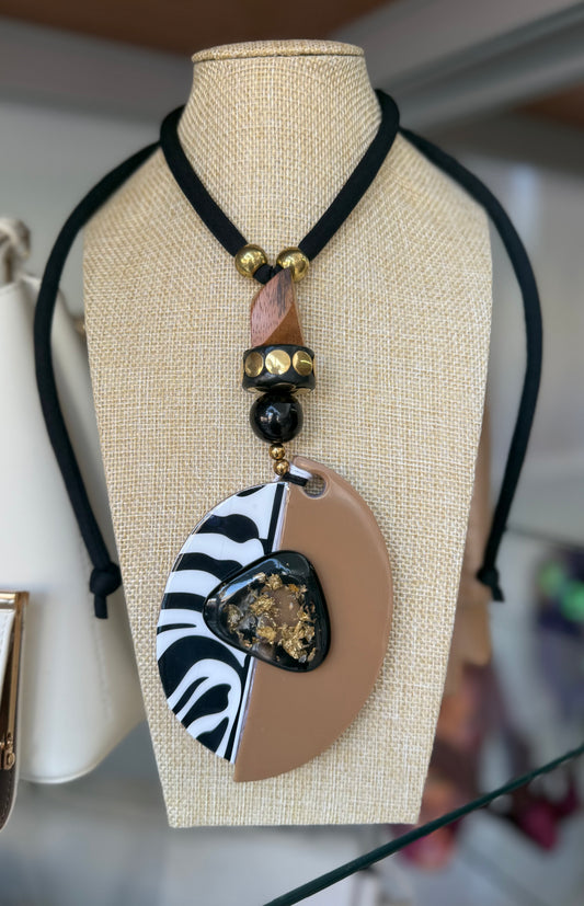 Zebra Pendant Necklace