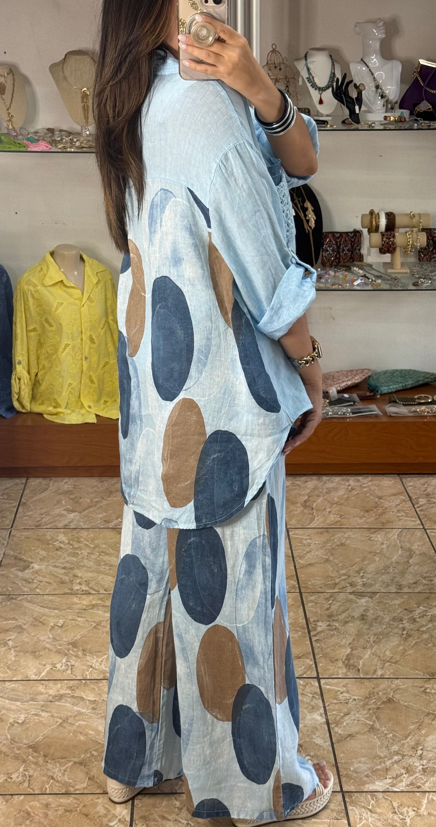 OS Low/High Linen Top & Pant Set (NO RETURNS OR EXCHANGE)