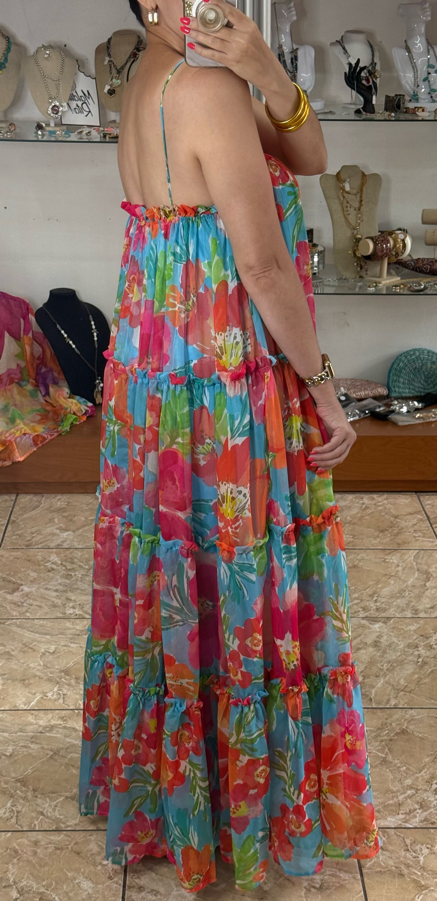 Blue Floral Maxi Dress