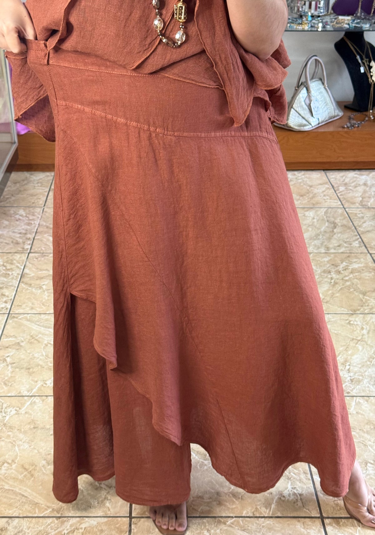 OS Linen Top & Skirt Set (NO RETURNS OR EXCHANGE)