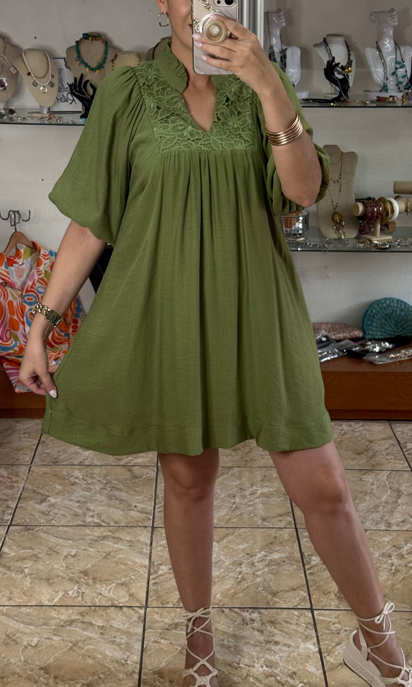 Olive Babydoll Dress