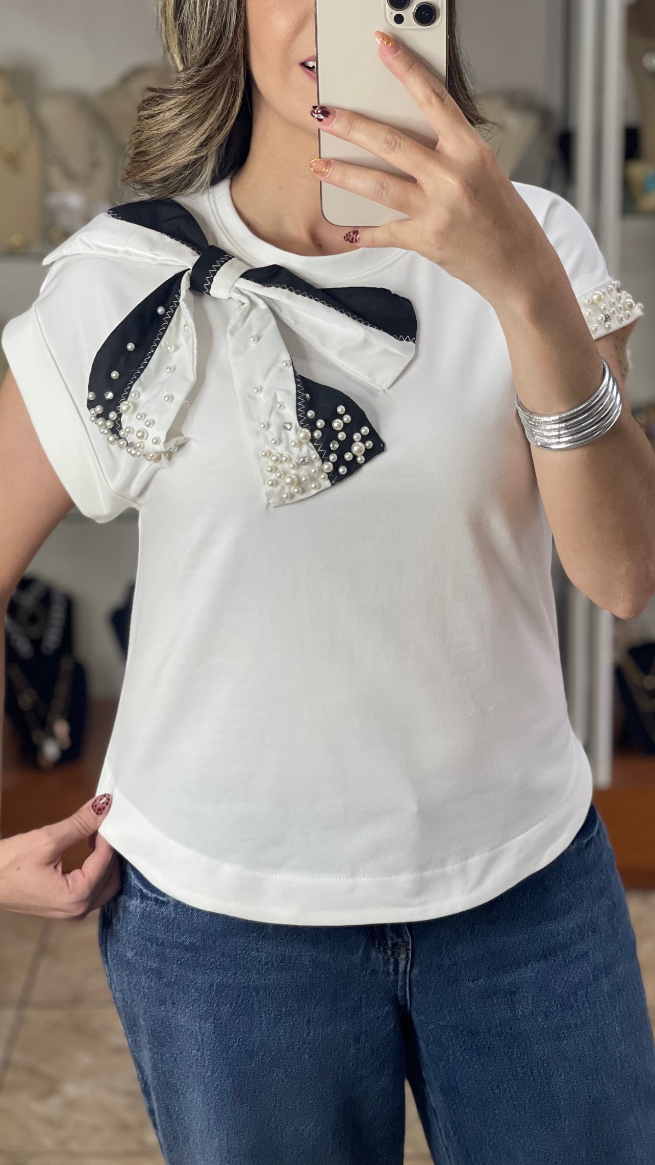 Ribbon and Pearls Top