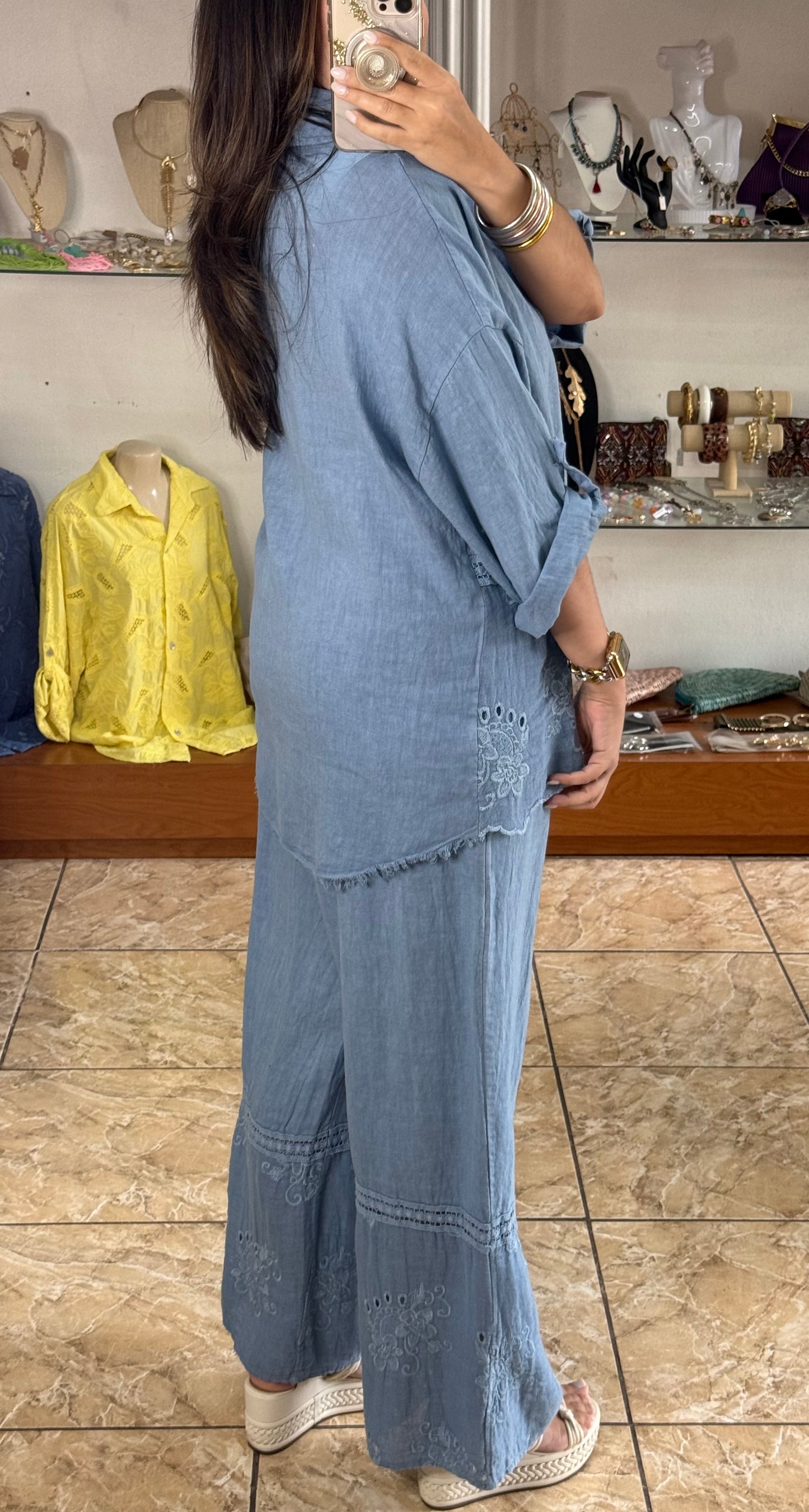 OS Button Down Top & Pant Set (NO RETURNS OR EXCHANGE)