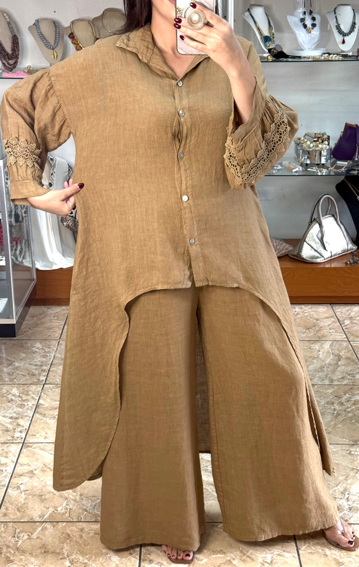 High/Low OS Linen Pant Set (NO RETURNS OR EXCHANGE)