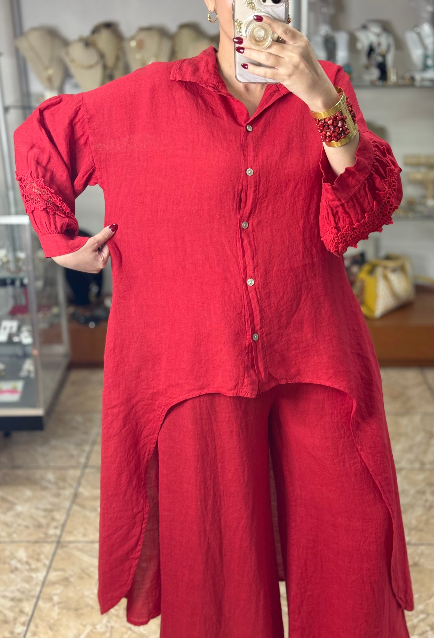 High/Low OS Linen Pant Set (FINAL SALE)