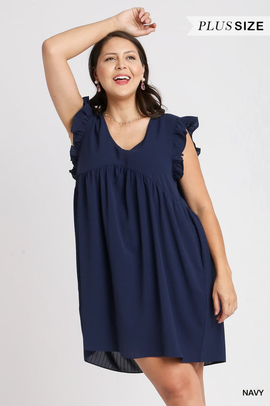 Navy Sleeveless Mini Dress (PLUS)