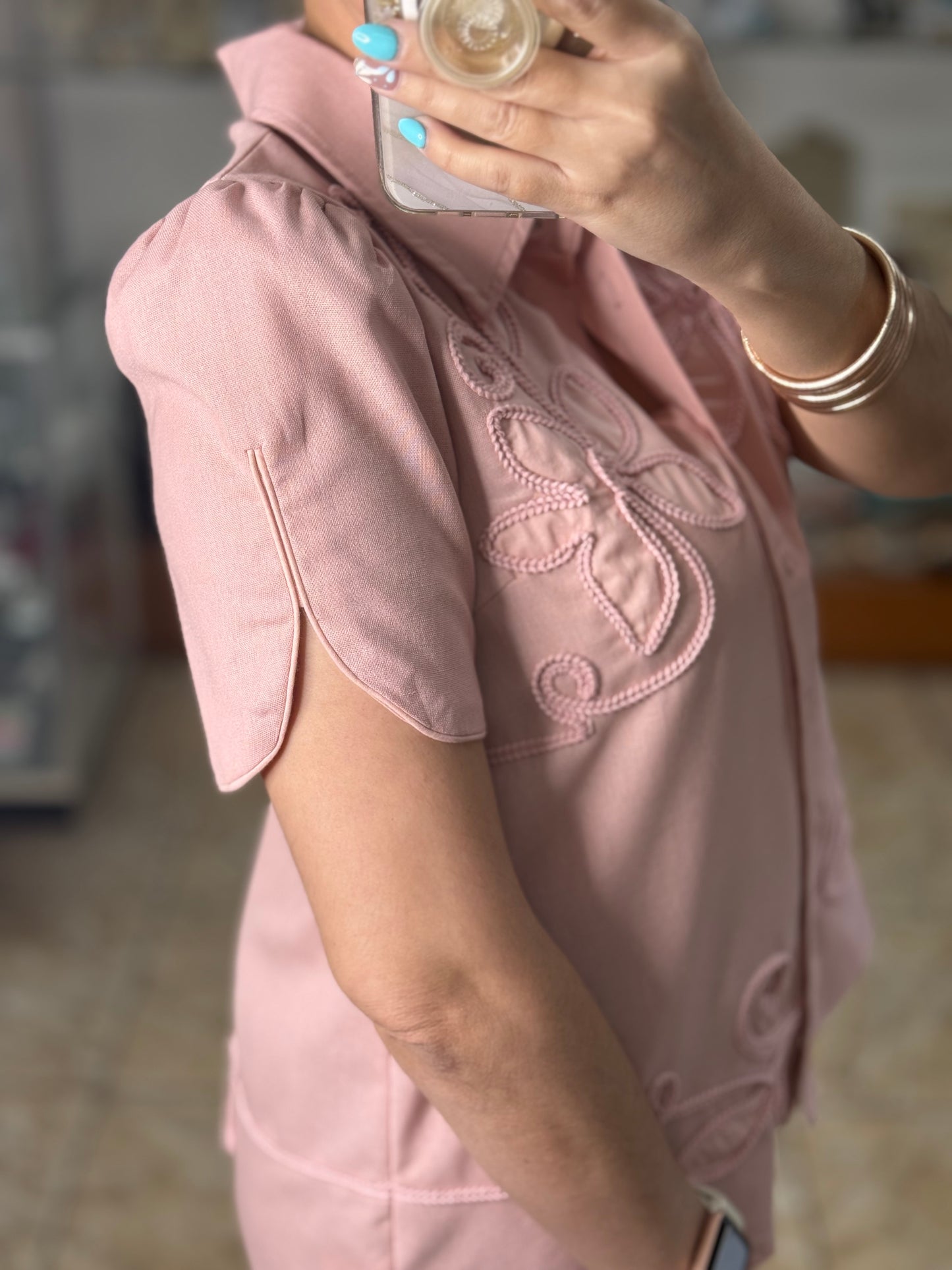 Dusty Rose Button Down Top