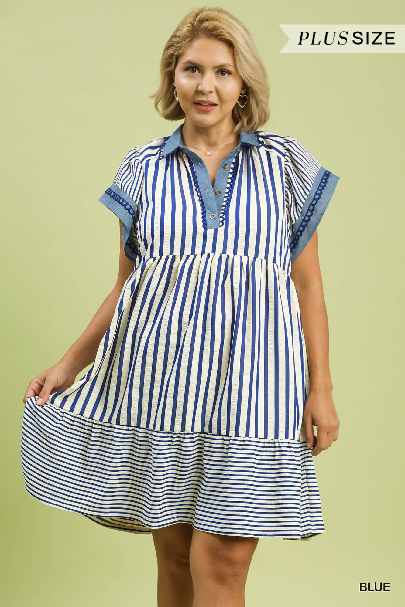 Flutter Sleeve Striped Doll Dress (PLUS)