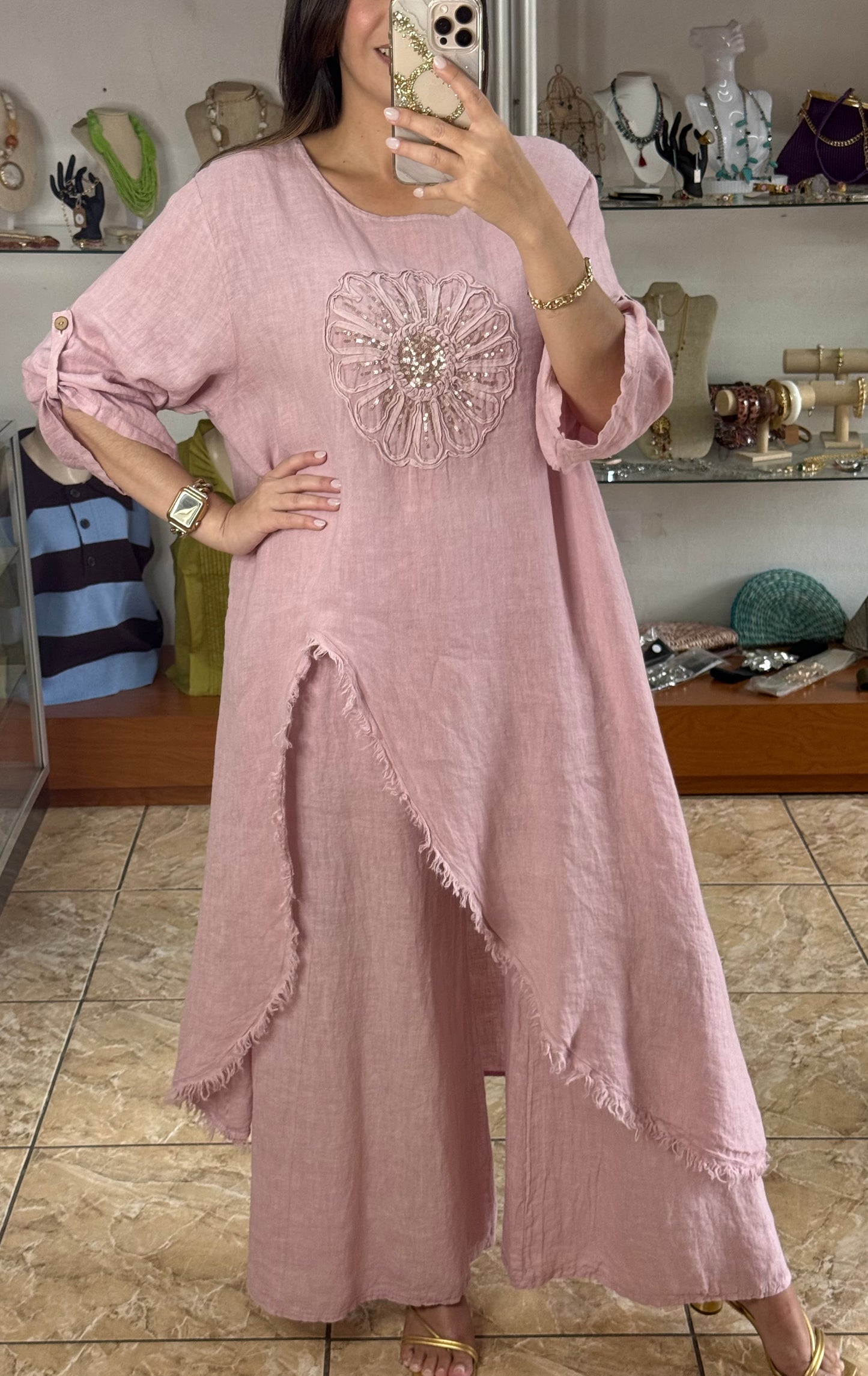 Asymmetrical OS Floral Top (NO RETURNS OR EXCHANGE) (PANT SOLD SEPARATELY)