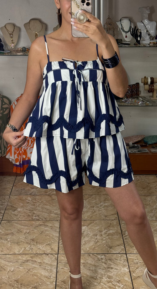 Navy/White Stripes Short Set (NO RETURNS OR EXCHANGE)