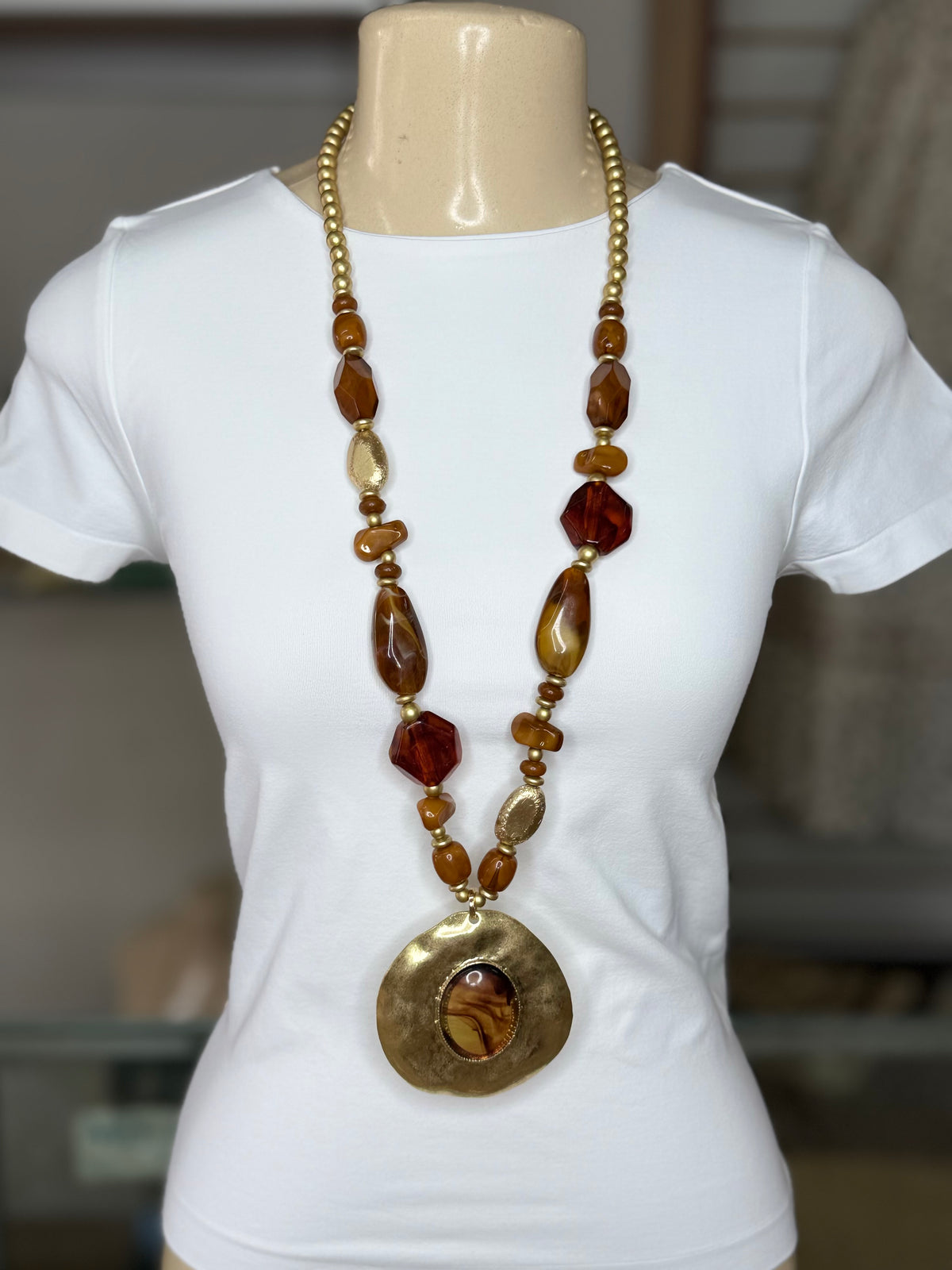 Boho-Style Amber Long Necklace (FINAL SALE)