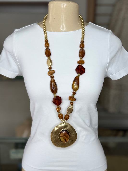 Boho-Style Amber Long Necklace (FINAL SALE)