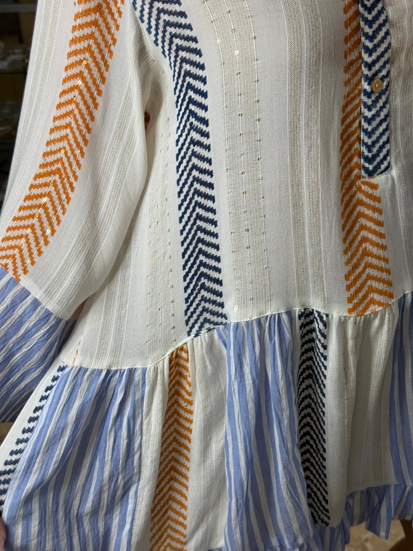 Stripes Mix with Sequins Boho Mini Dress (NO RETURNS OR EXCHANGE)