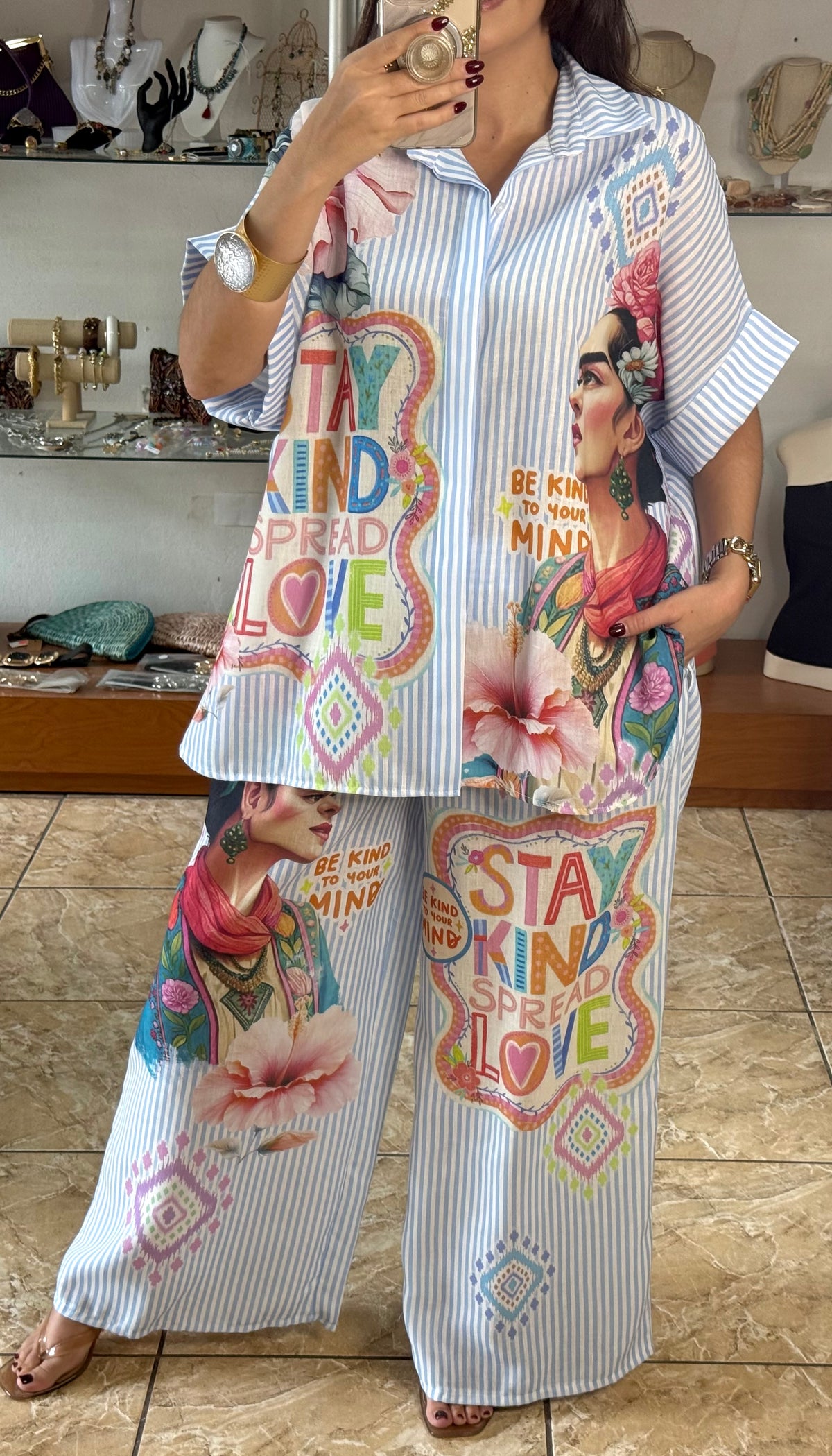 OS Frida Stripes Top & Pant Set (NO RETURNS OR EXCHANGE)