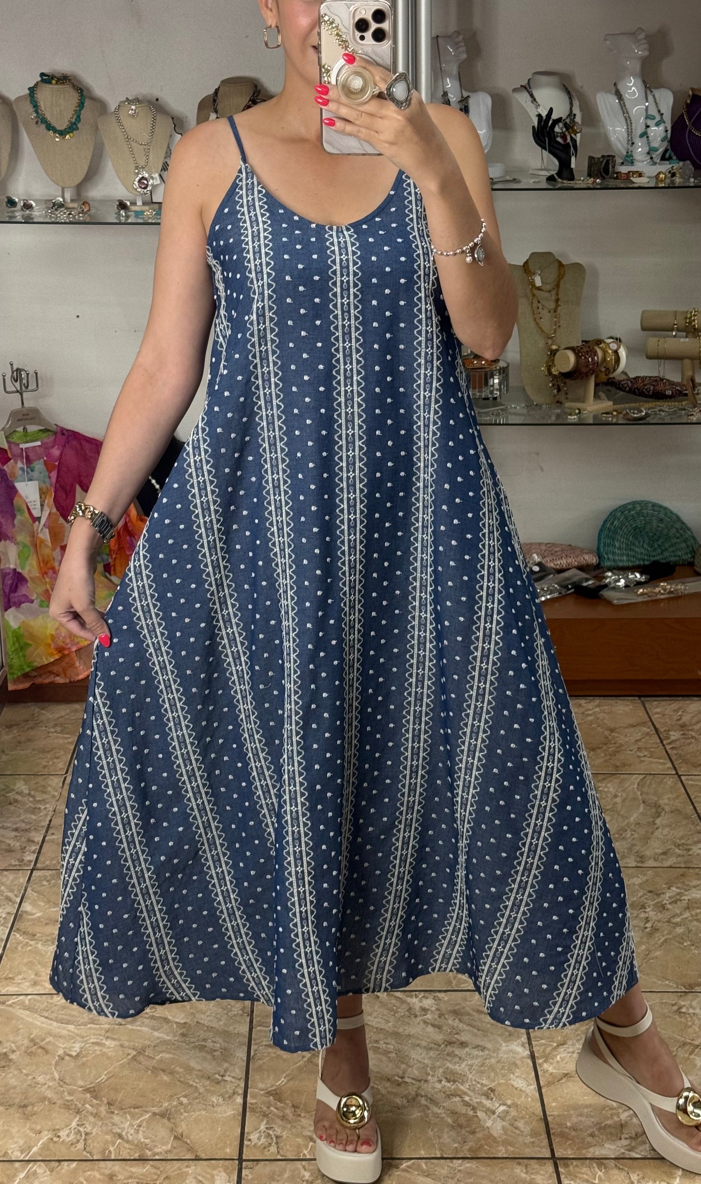 Embroidered Sleeveless Maxi Dress