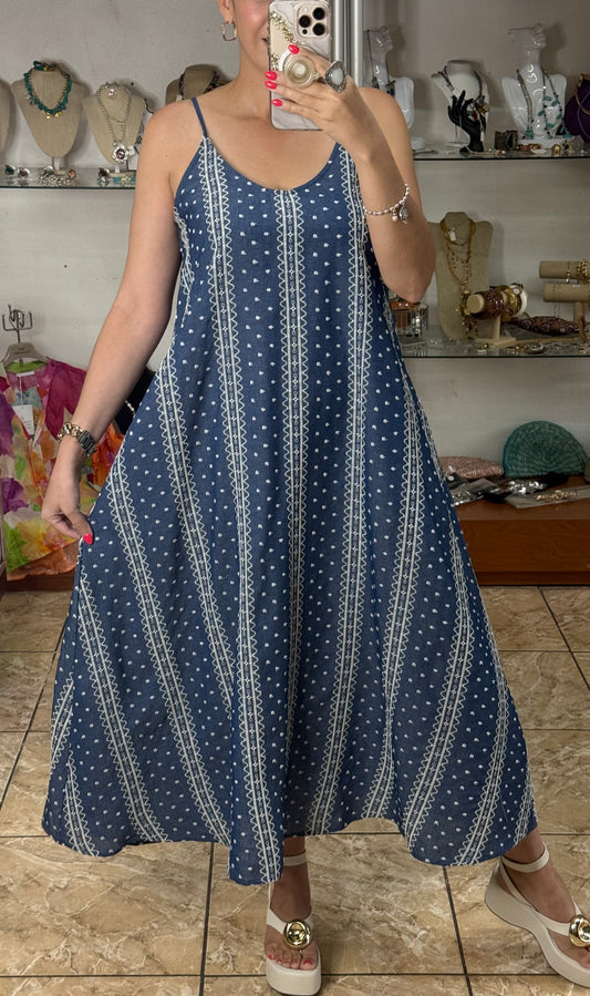 Embroidered Sleeveless Maxi Dress