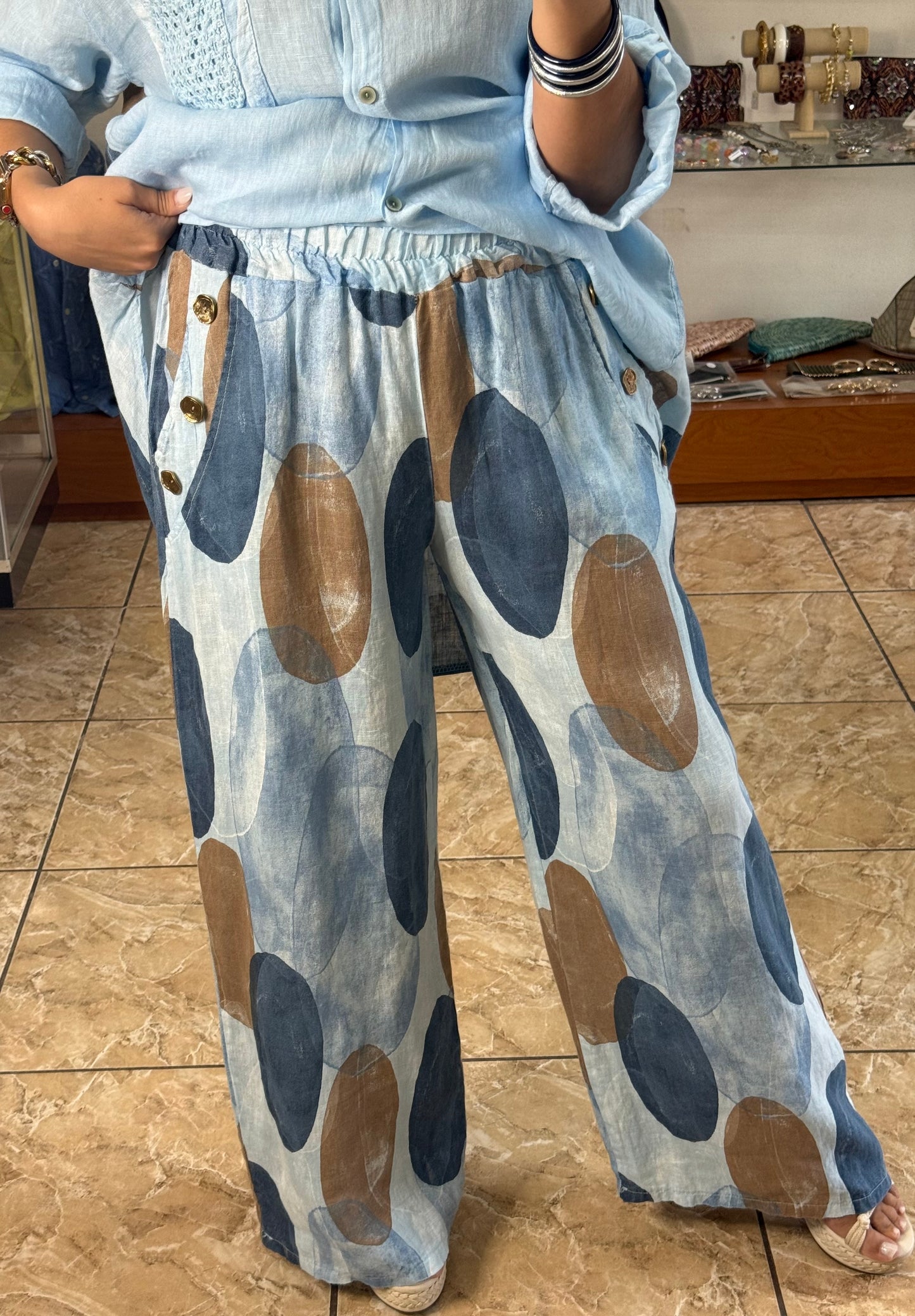 OS Low/High Linen Top & Pant Set (NO RETURNS OR EXCHANGE)