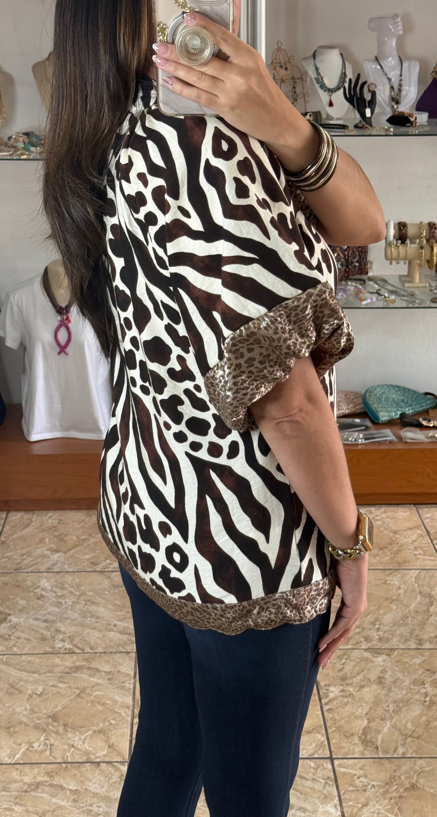 Brown Mix Safari Top
