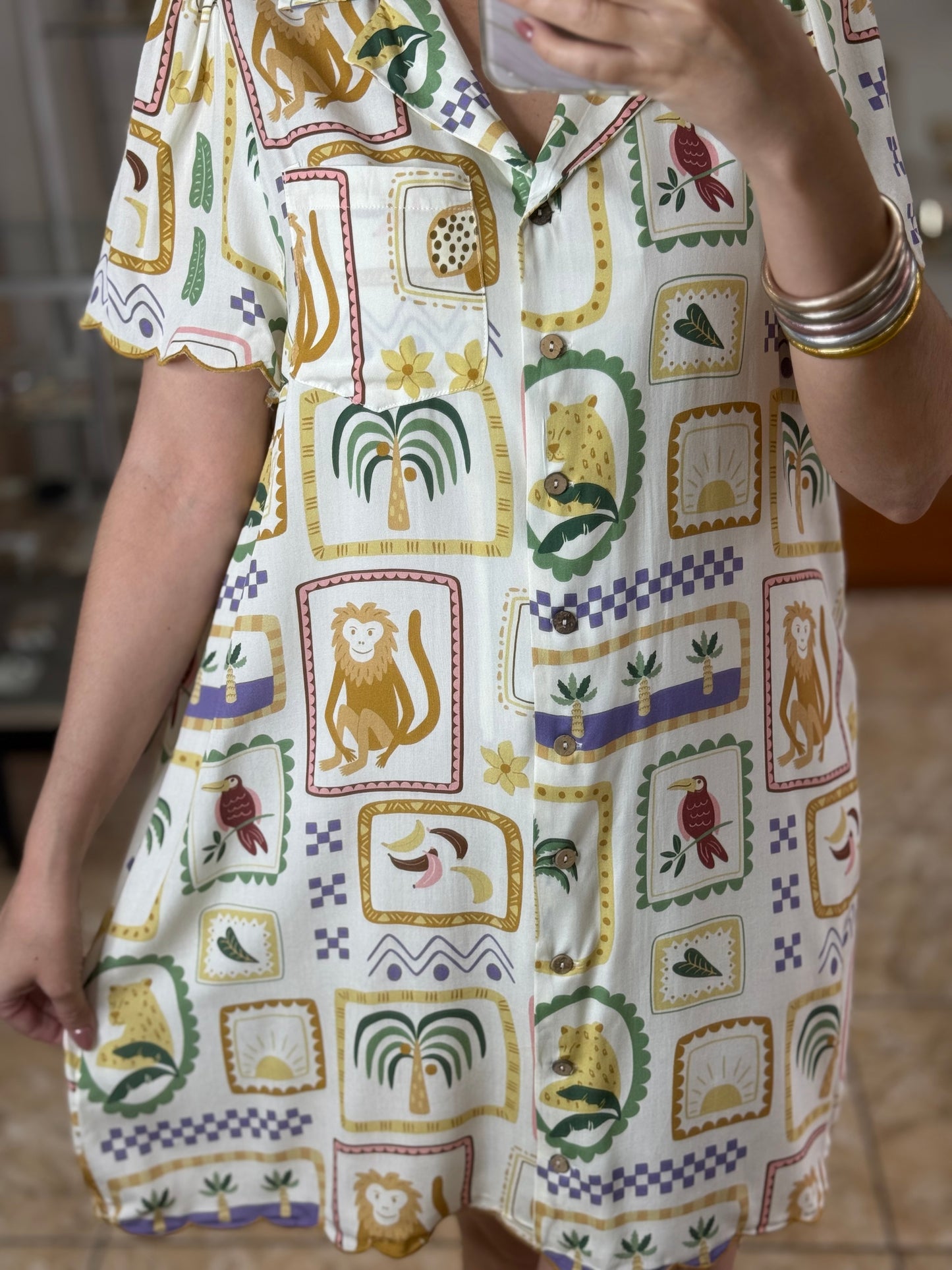 Tropical Button Down Dress