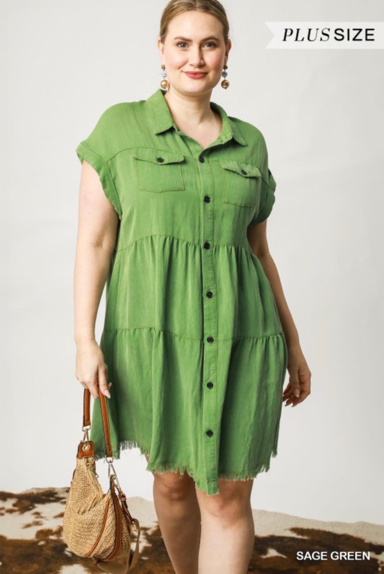 Button Down Mini Dress (PLUS)