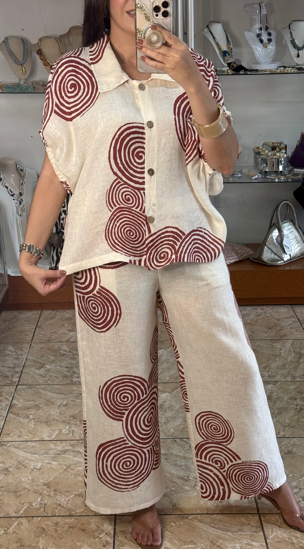 Spiral Pattern OS Top & Pant Set (NO RETURNS OR EXCHANGE)