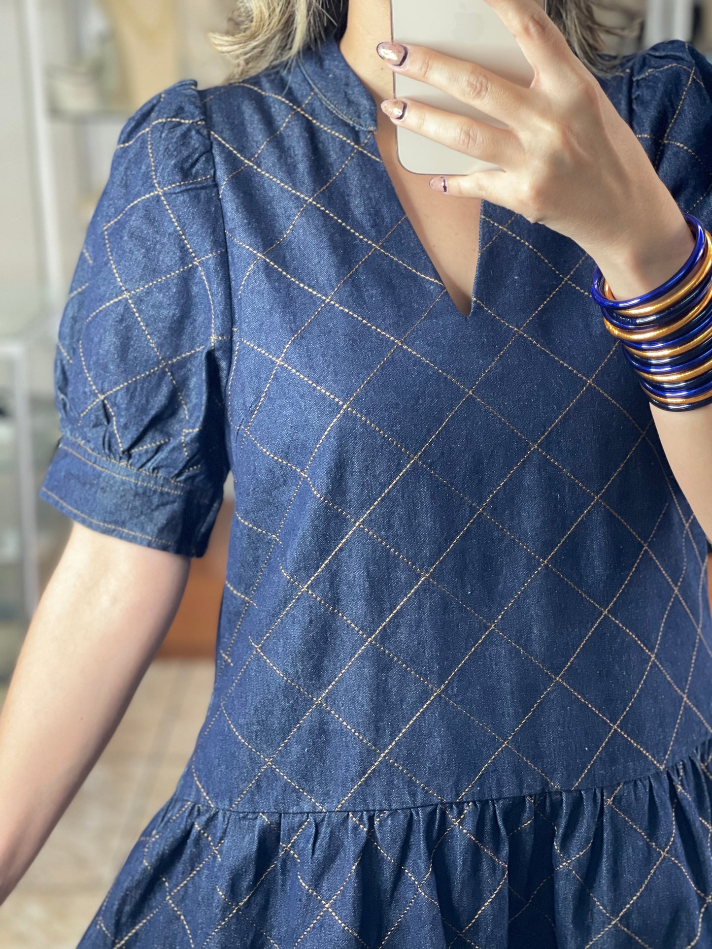 Quilted Mini Denim Dress