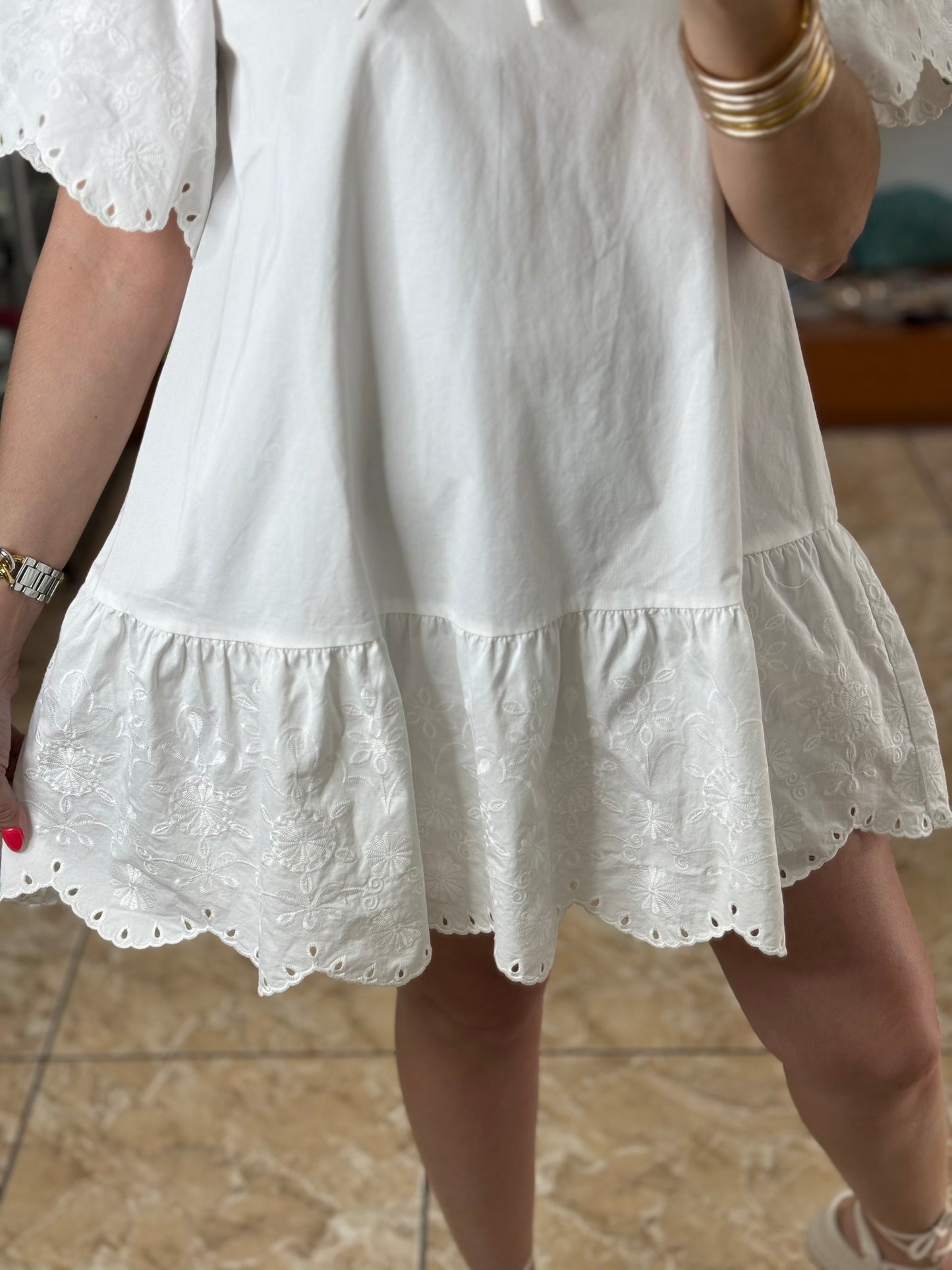 White Embroidered Mini Dress (NO RETURNS OR EXCHANGE)
