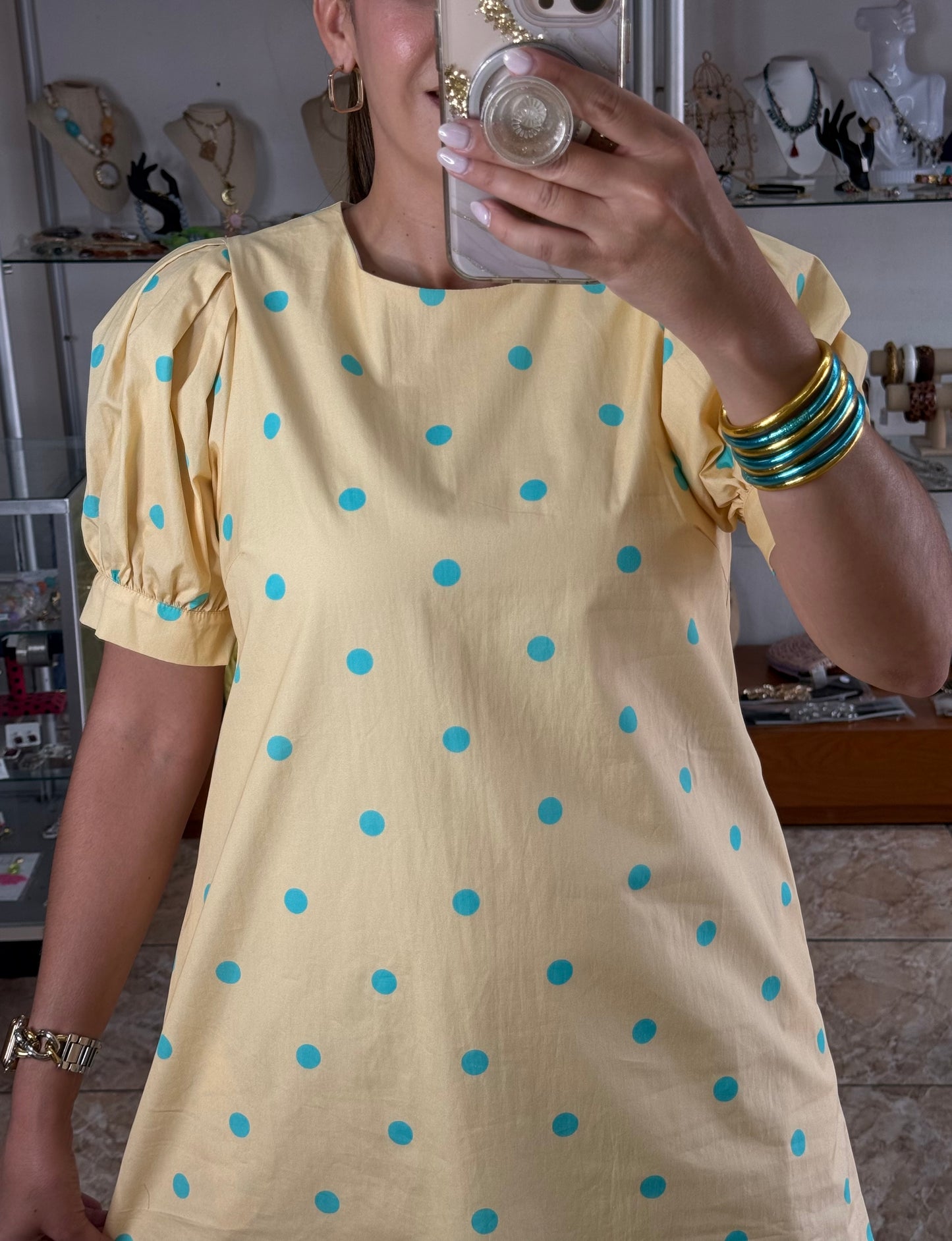 Butter Yellow Polkadot Dress