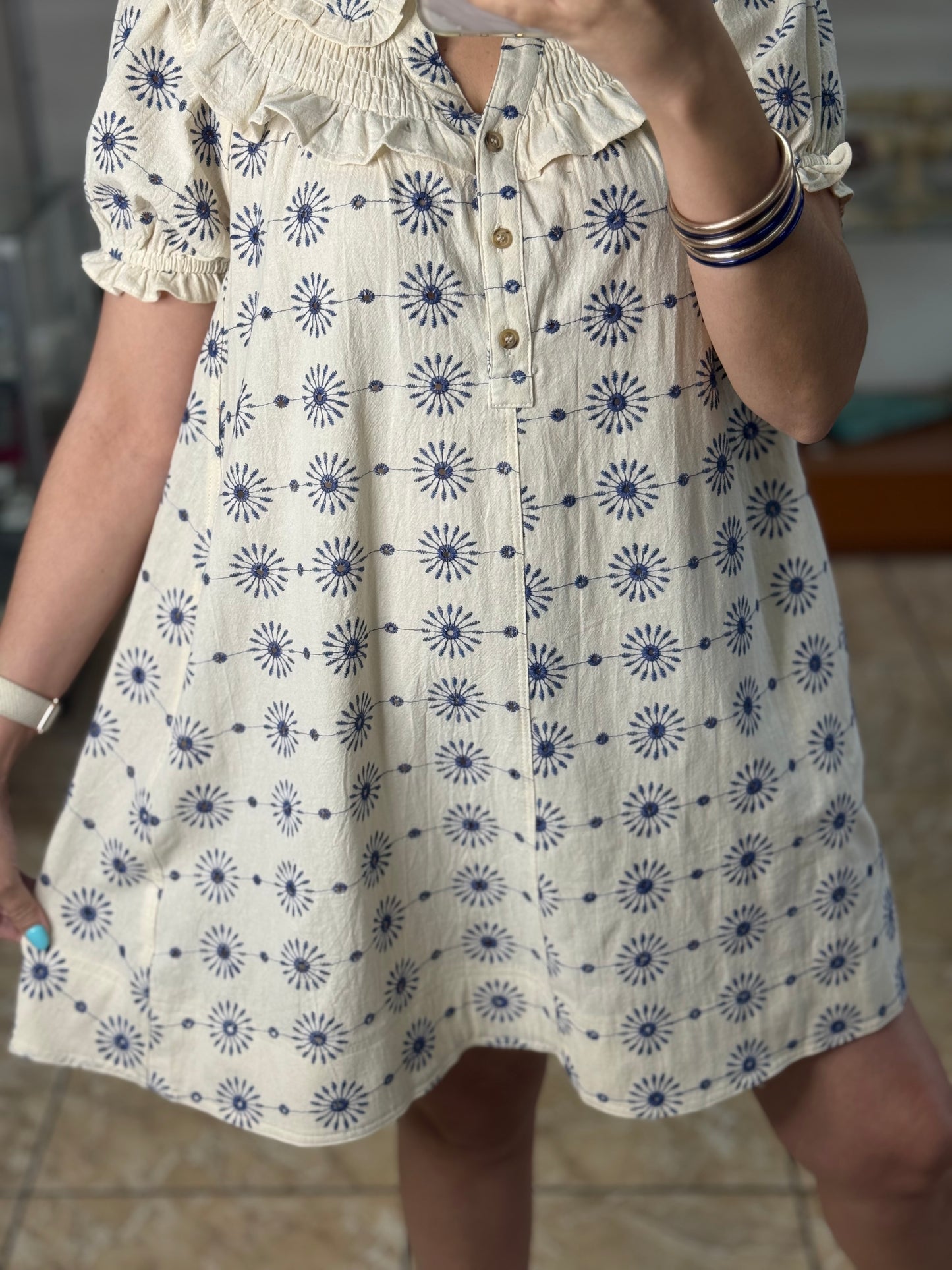 Ecru Embroidered Doll Dress