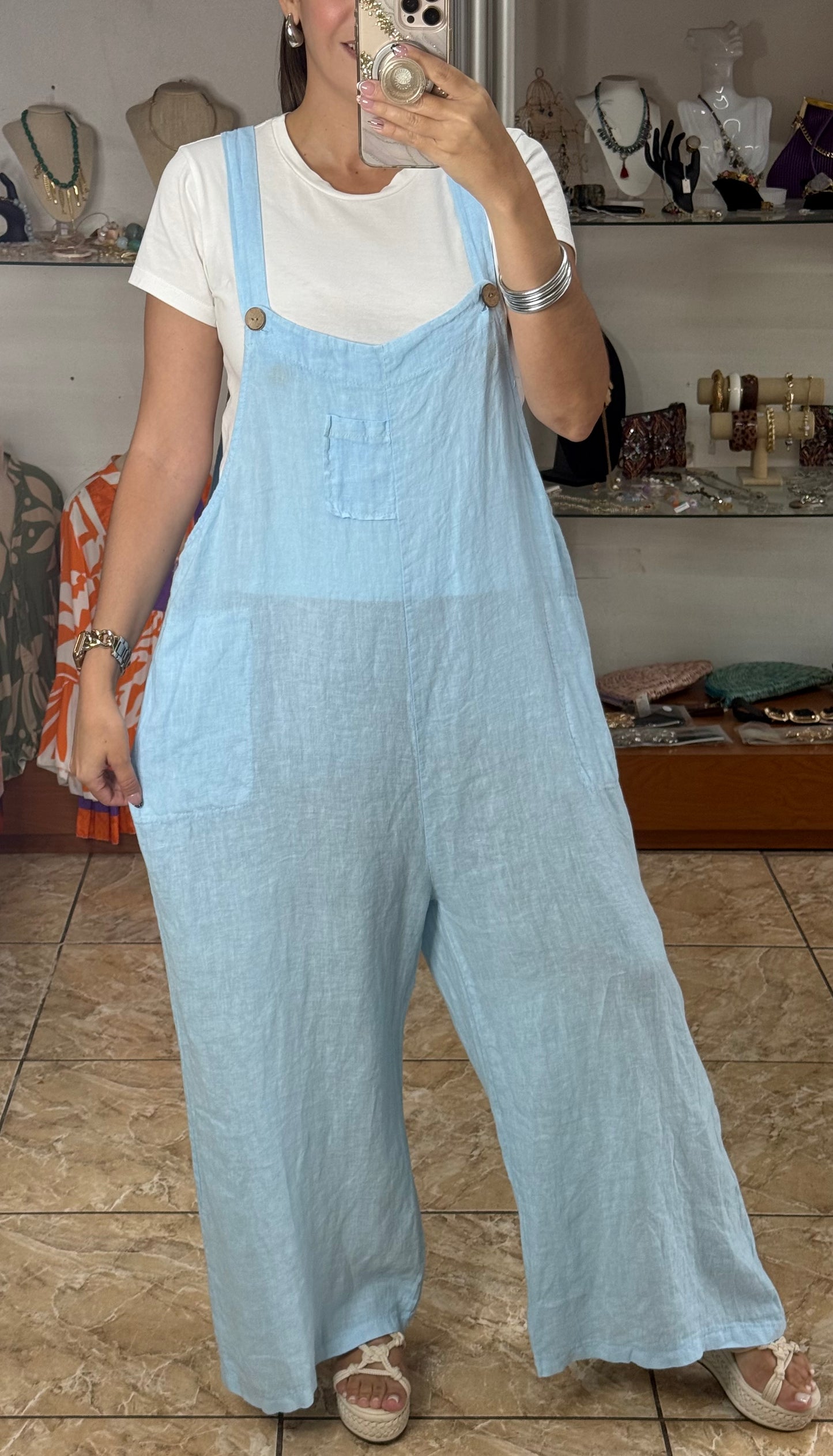 OS Linen Top & Jumpsuit Set (NO RETURNS OR EXCHANGE)