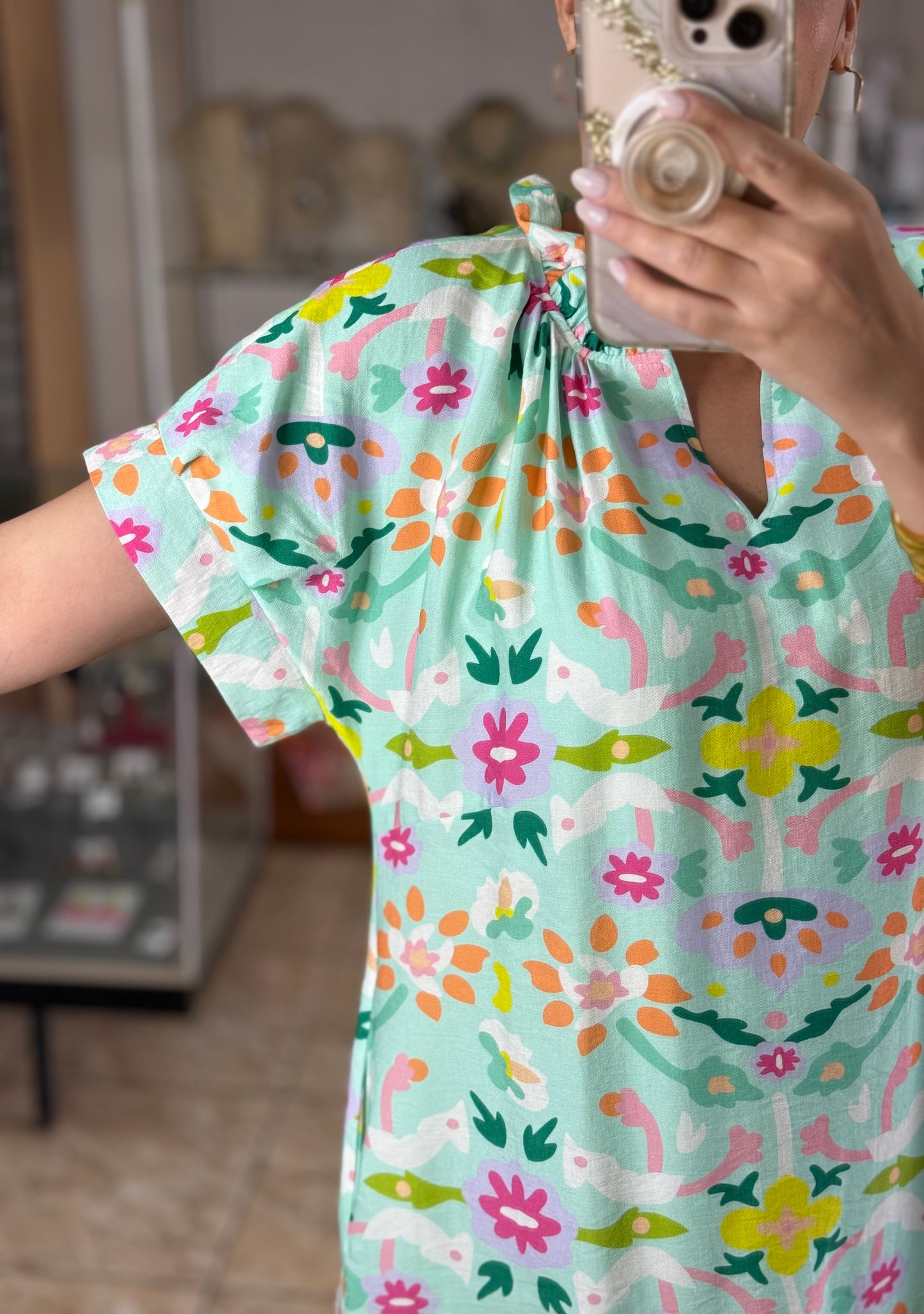 Mint Floral Mini Dress