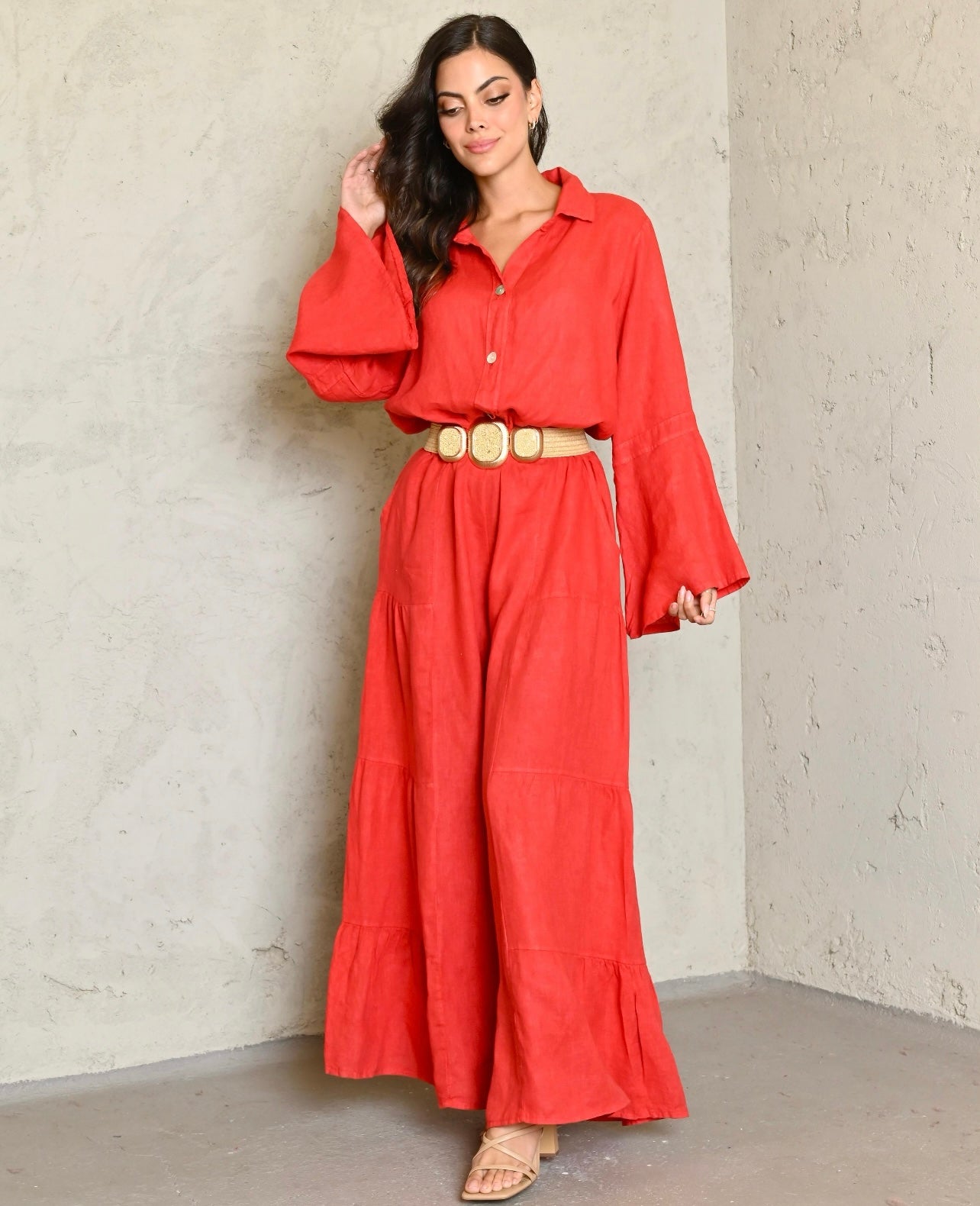 Long Sleeves OS Linen Jumpsuit