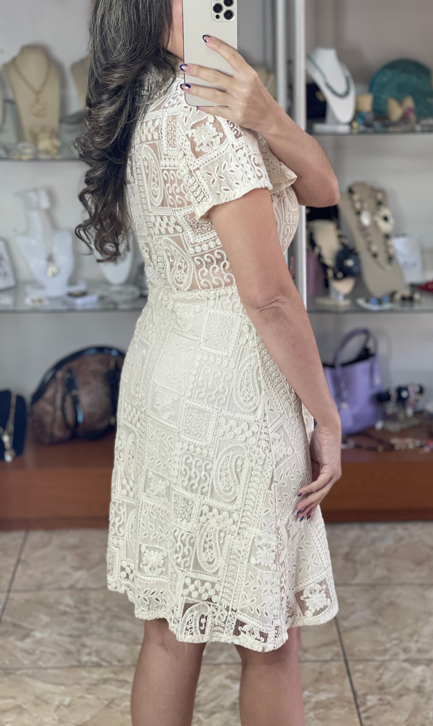 Cream Button Down Dress